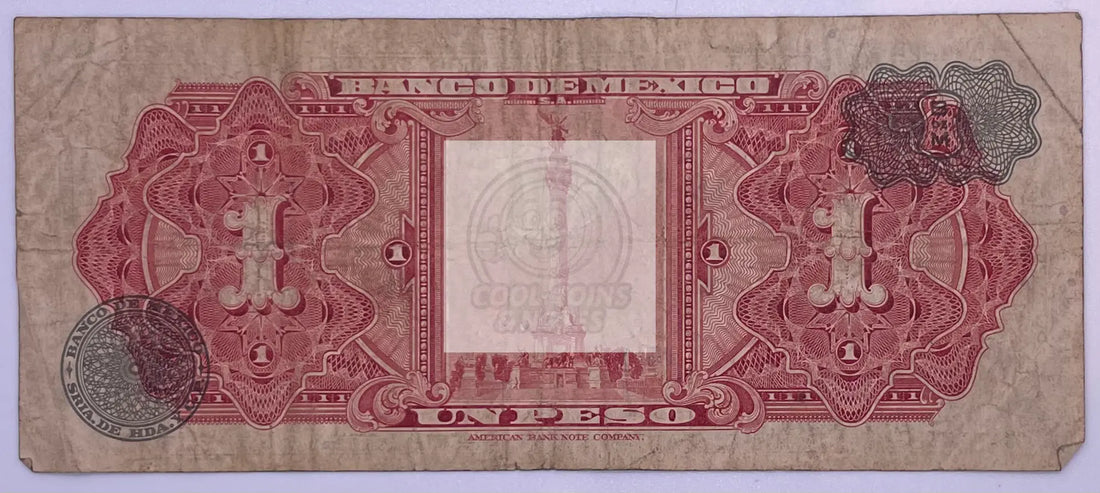 1961 Mexico 1 Peso Bank Note 59g, Used Banknote - Cool Coins & Notes