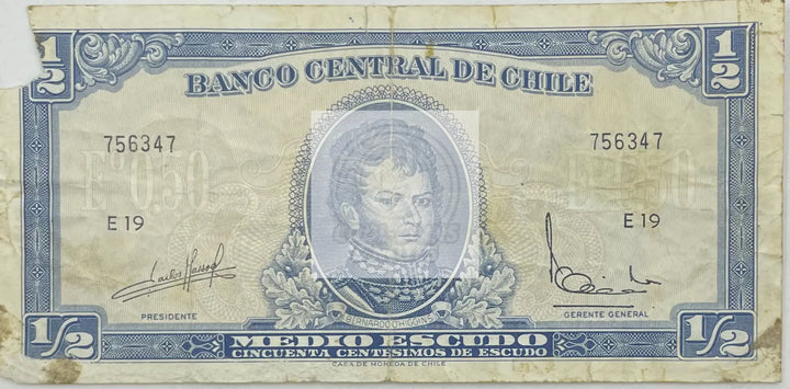 (1962-1975) ND  Chile  1/2 Escudo P-134A  Used World Banknote - Cool Coins & Notes