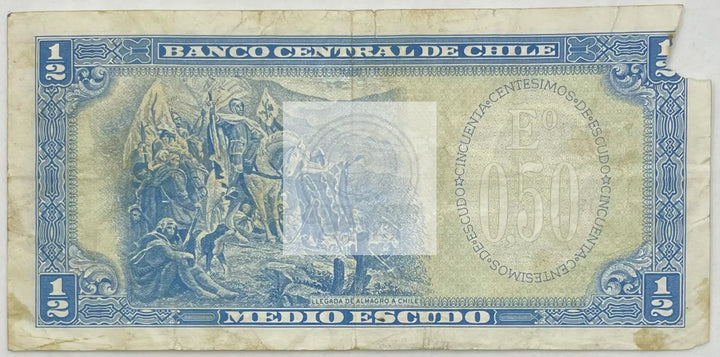 (1962-1975) ND  Chile  1/2 Escudo P-134A  Used World Banknote - Cool Coins & Notes