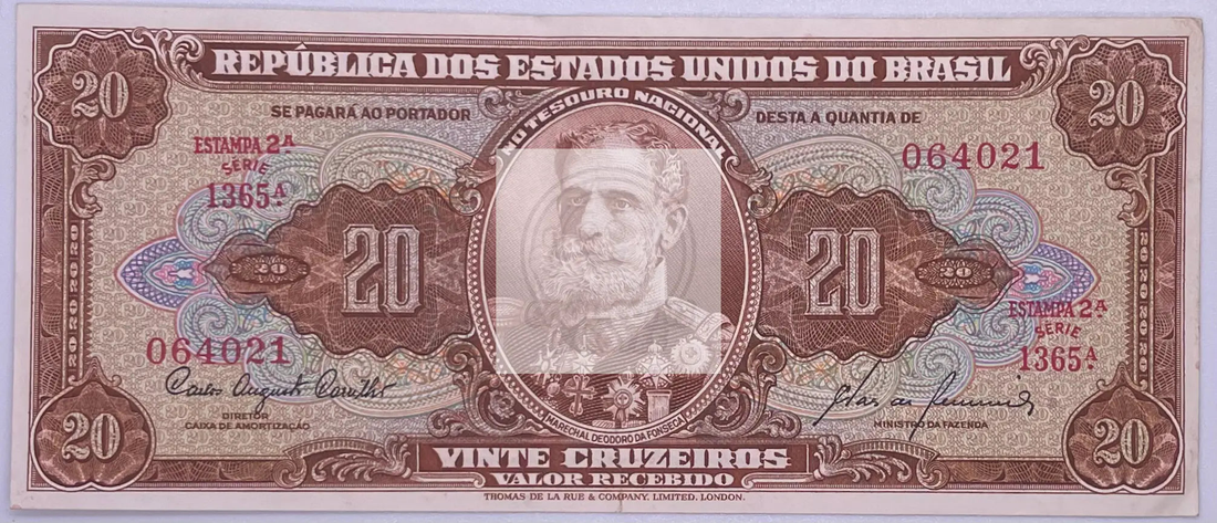 1962 Brazil 20 Cruzeiros banknote P-178 vintage currency