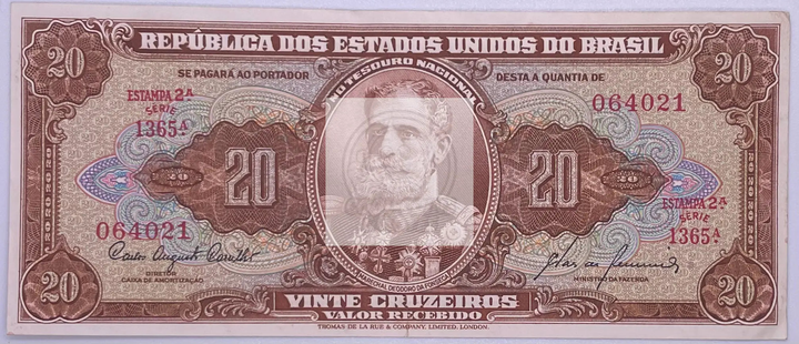 1962 Brazil 20 Cruzeiros banknote P-178 vintage currency