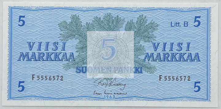 1963 Finland 5 Markka P-99a UNC World Banknote - Cool Coins & Notes