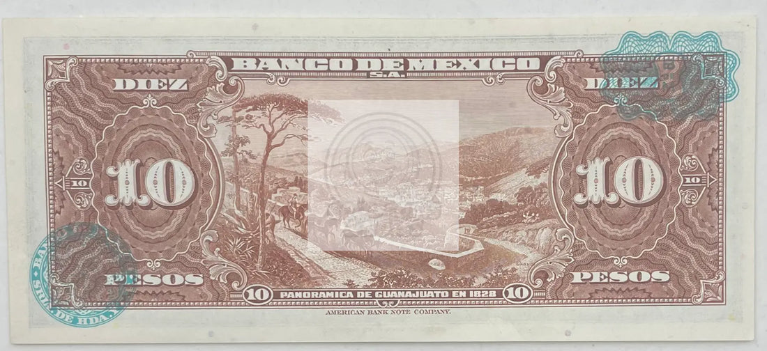 1963 Mexico  10 Pesos  P-58(58j)  UNC Banknote - Cool Coins & Notes