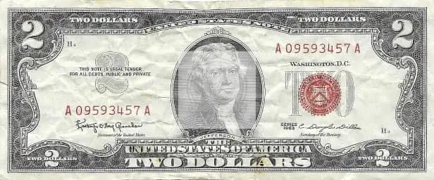 🇺🇸 1963 Two Dollar Red Seal - Cool Coins & Notes