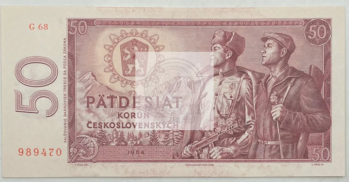 1964 Czechoslovakia 50 Korun  P-90  UNC Banknote - Cool Coins & Notes