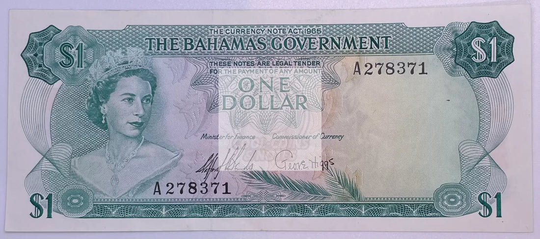 1965 Bahamas P-18b $1 AU - Cool Coins & Notes
