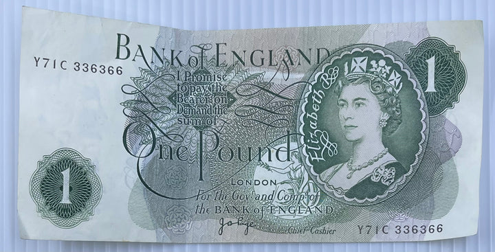 1966-1970 Great Britain 1 Pound P-374e Used Banknote - Cool Coins & Notes