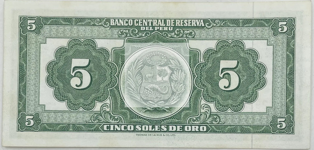 1966 Peru  5 Soles  P-83a  UNC Banknote - Cool Coins & Notes