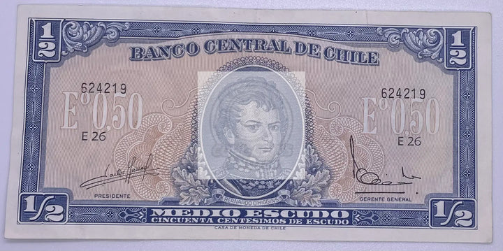 1967 Chile 1/2 Escudo P-134A Banknote - Cool Coins & Notes