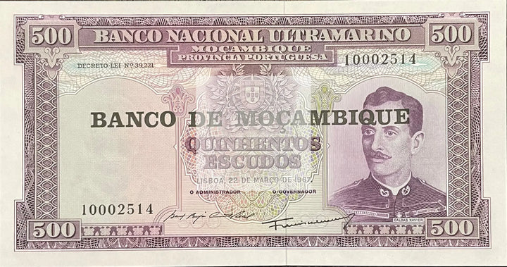 1967 Mozambique 500 Escudos P-119 World Banknote Cool Coins & Notes 
