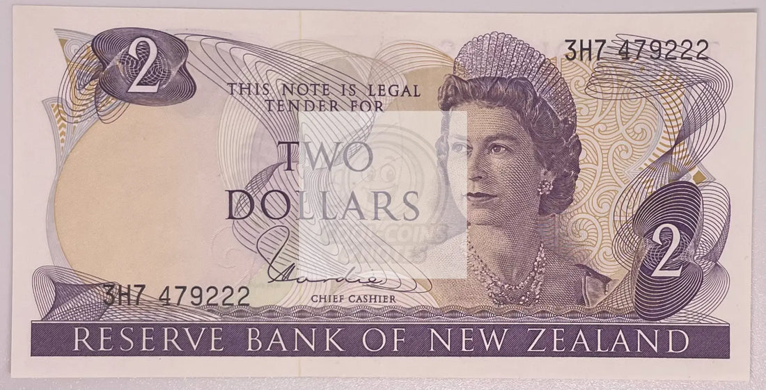 1968-1975 New Zealand $2 AU P-164b Banknote - Cool Coins & Notes