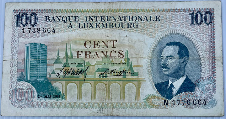 1968 Luxembourg 100 Francs P-14 – Used Banknote A Rare Glimpse into the Grand Duchy’s Monetary Past - Cool Coins & Notes