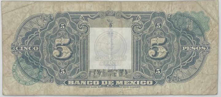 1969 Mexico  5 Pesos  P-60j  Banknote - Cool Coins & Notes