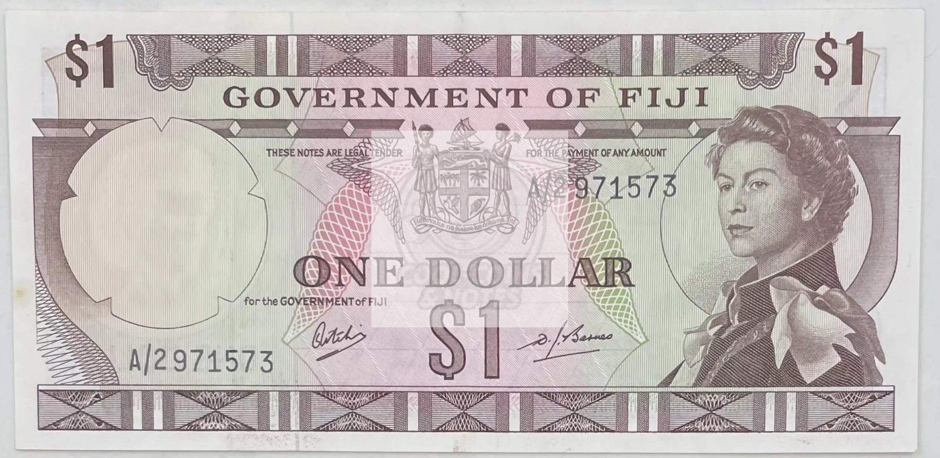 1969 ND Fiji $1 Dollar Government of Fiji QEII P-59, Used World Banknote - Cool Coins & Notes