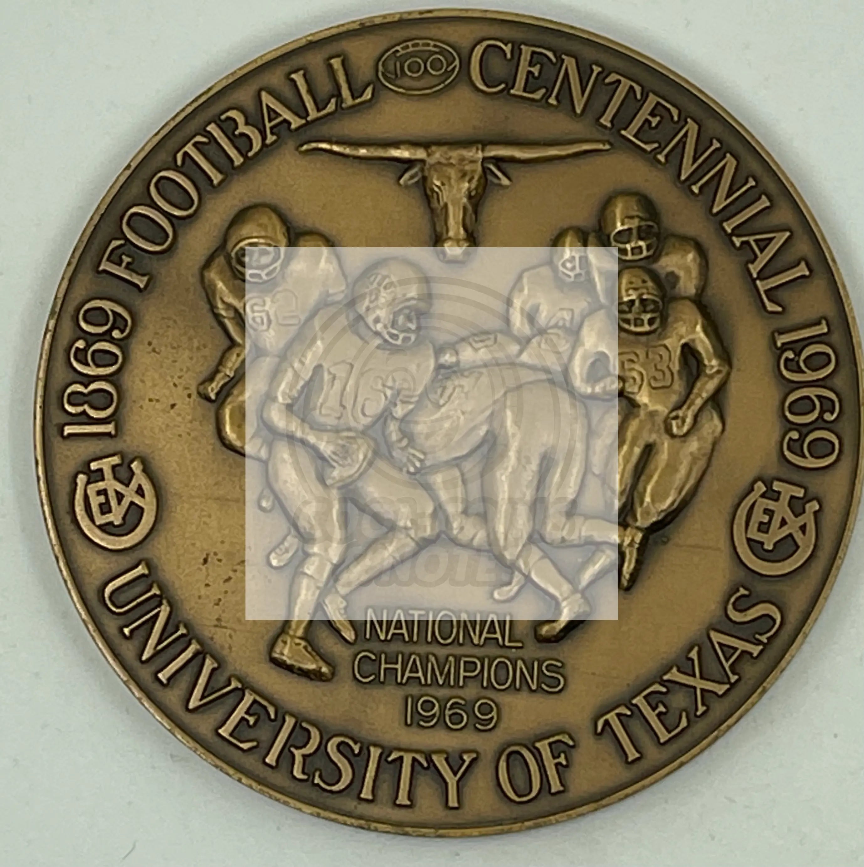 1969 UNIVERSITY OF TEXAS FOOTBALL CENTENNIAL MEDAL AND NATIONAL CHAMPIONS Previo - Cool Coins & Notes
