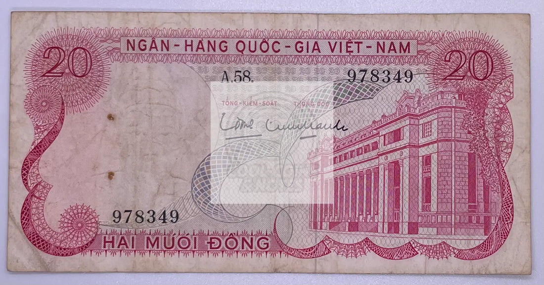 1969 Vietnam 20 Dong P-124 Banknote - Cool Coins & Notes