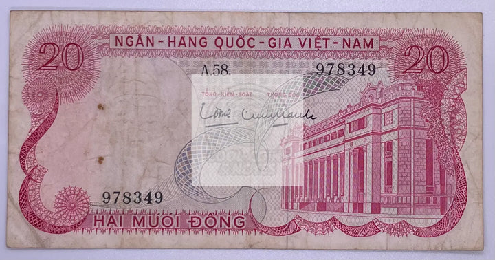 1969 Vietnam 20 Dong P-124 Banknote - Cool Coins & Notes