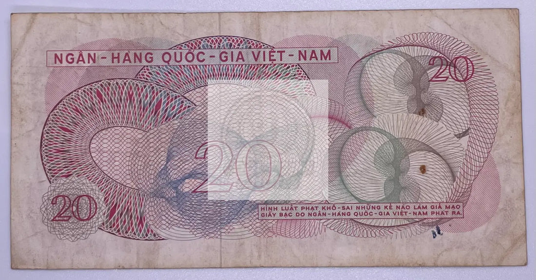 1969 Vietnam 20 Dong P-124 Banknote - Cool Coins & Notes