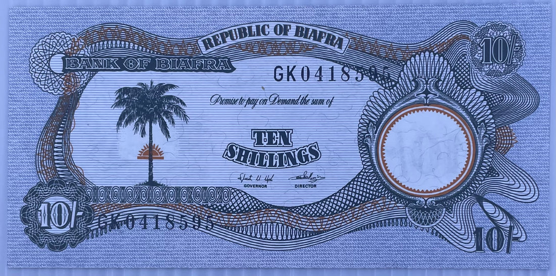1968-1969(ND) Biafra 10 Shillings P-4 UNC World Banknote