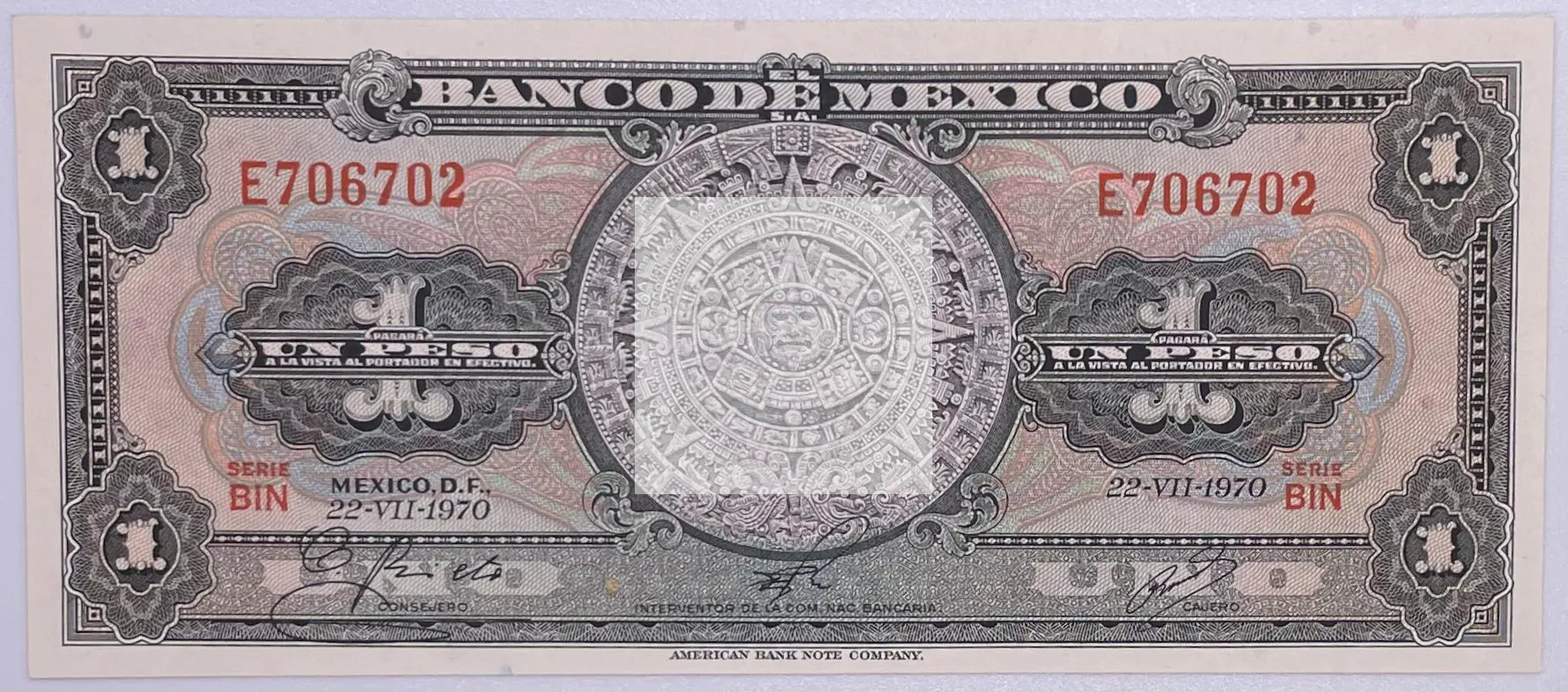 1970 Mexico Banknote 1 Peso UNC - Cool Coins & Notes