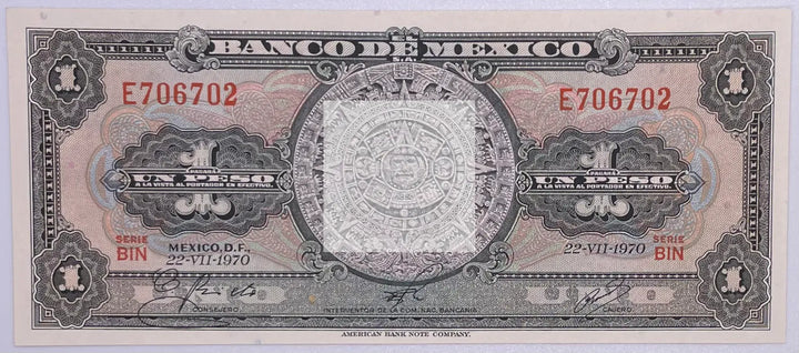 1970 Mexico Banknote 1 Peso UNC - Cool Coins & Notes