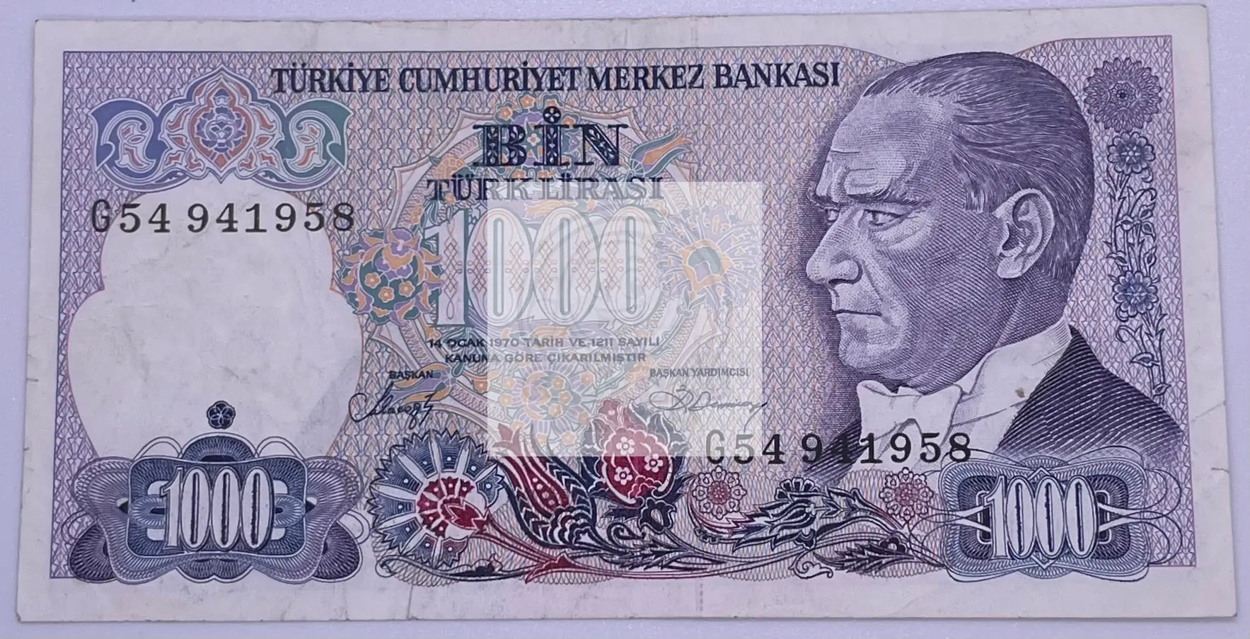 1970 Turkey 1000 Lirasi P 196 Banknote - Cool Coins & Notes