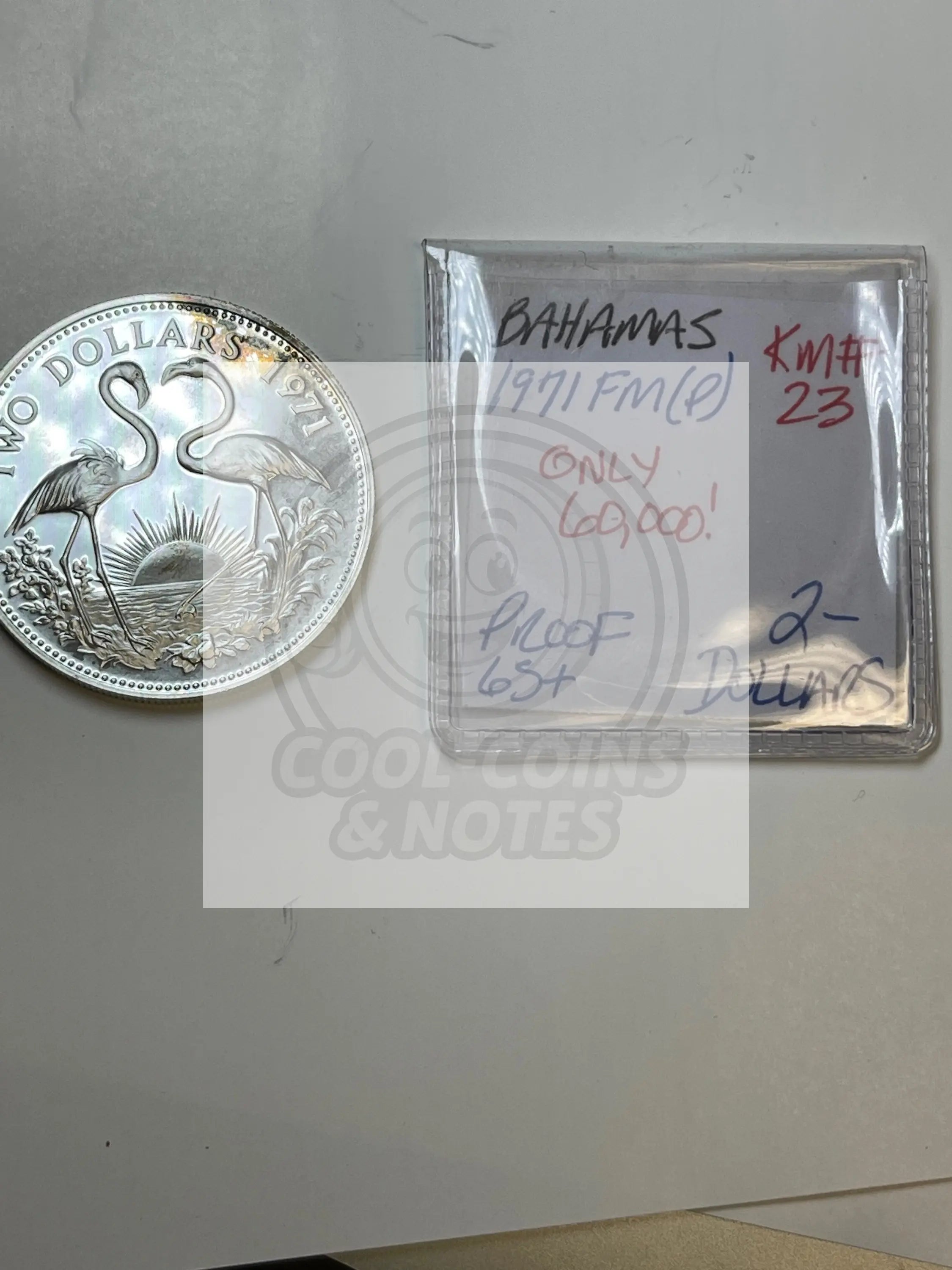 1971 Bahamas $2 Silver Coin UNC KM 23 - Cool Coins & Notes