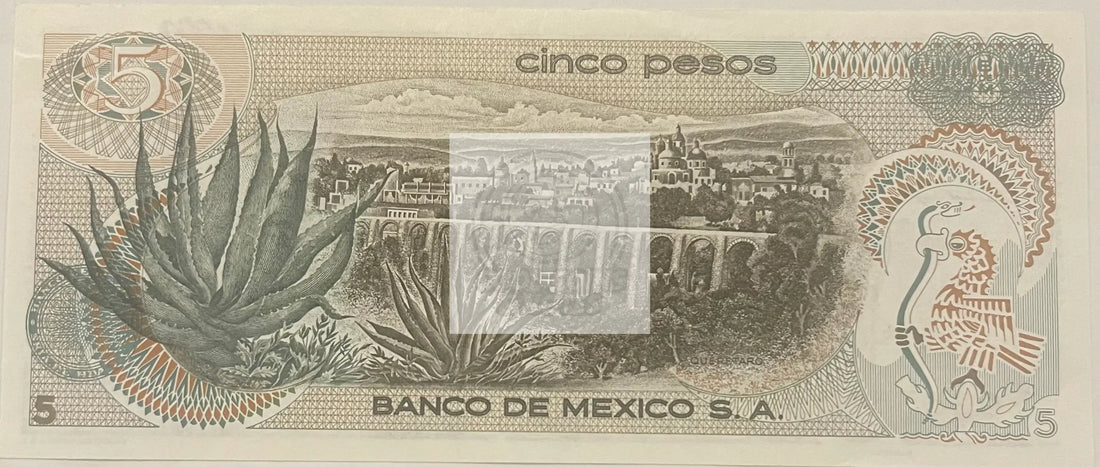 1971 Mexico 5 Pesos P-26b1.1, UNC World Banknote - Cool Coins & Notes