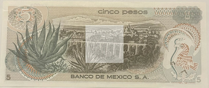 1971 Mexico 5 Pesos P-26b1.1, UNC World Banknote - Cool Coins & Notes