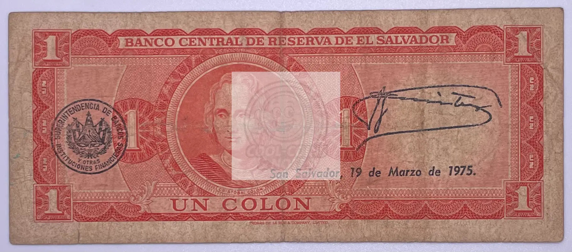 1972 EL SALVADOR - 1 COLON - P#115, Used Banknote - Cool Coins & Notes