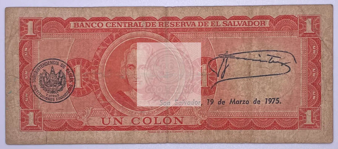 1972 EL SALVADOR - 1 COLON - P#115, Used Banknote - Cool Coins & Notes