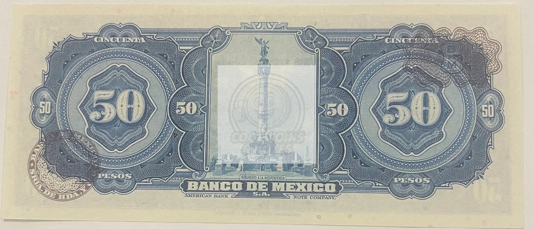 1972 Mexico 50 Pesos P-49u.5, UNC World Banknote - Cool Coins & Notes