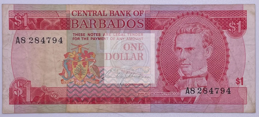 1973 Barbados 1 Dollar P-29 Banknote - Cool Coins & Notes
