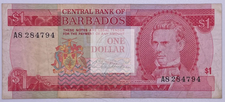 1973 Barbados 1 Dollar P-29 Banknote - Cool Coins & Notes
