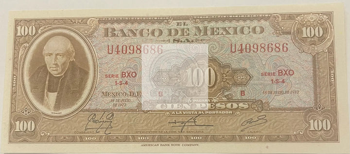 1973 Mexico 100 Pesos P-61i.11, UNC World Banknote - Cool Coins & Notes