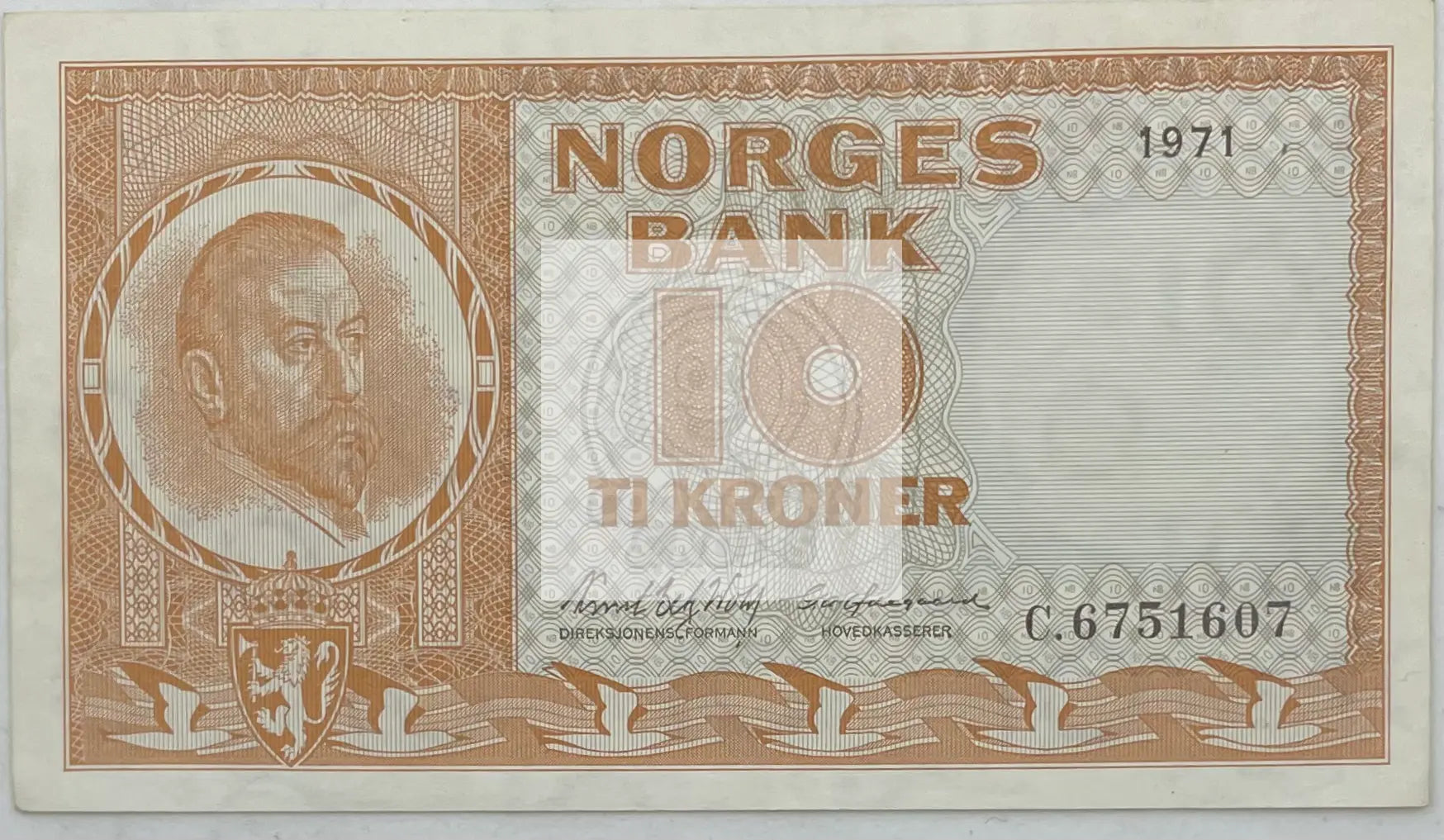 1973 Norway 10 Kroner P-31 AU, World Banknote - Cool Coins & Notes