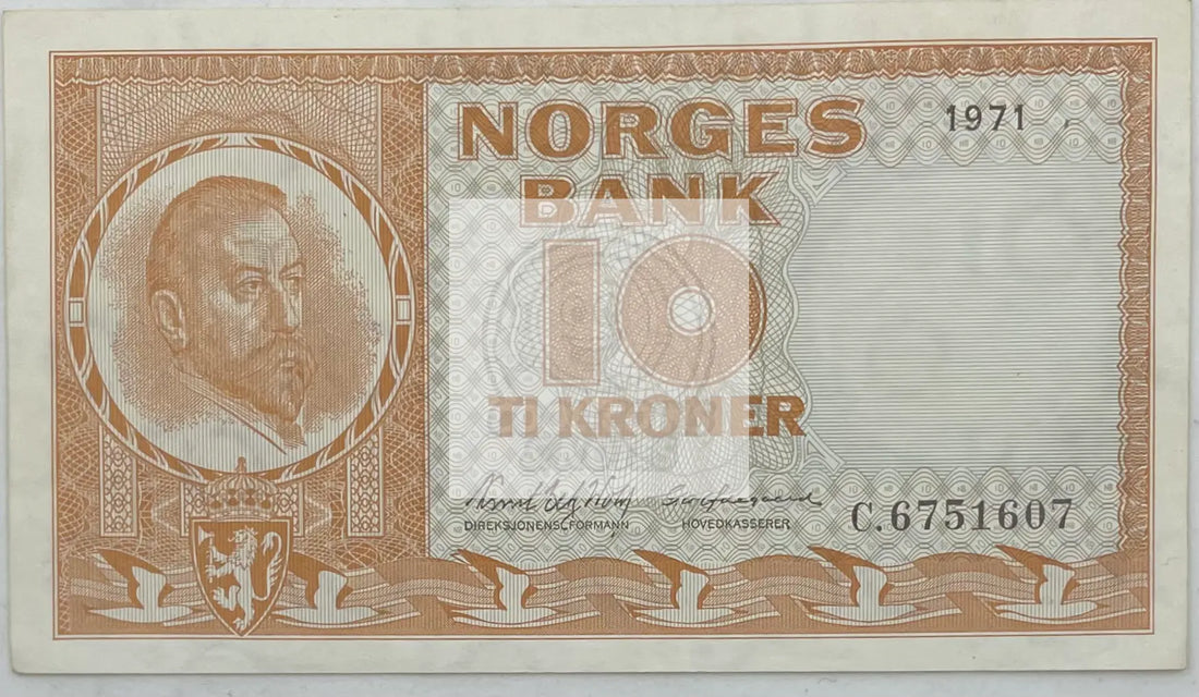 1973 Norway 10 Kroner P-31 AU, World Banknote - Cool Coins & Notes