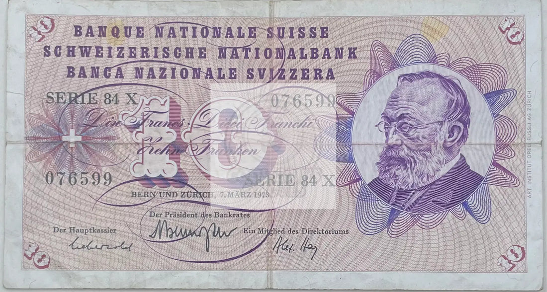 1973 Switzerland 20 Franken P-46u Used World Banknote - Cool Coins & Notes