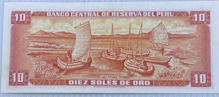 1974 Peru 10 Soles P-100c UNC - Cool Coins & Notes