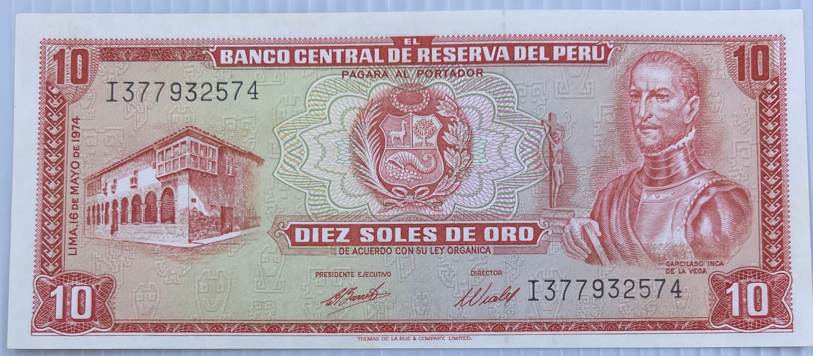 1974 Peru 10 Soles P-100c UNC - Cool Coins & Notes