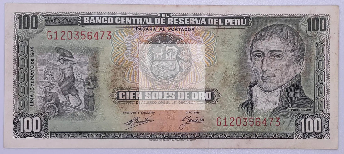 1974 Peru 100 Soles P-102c Banknote - Cool Coins & Notes