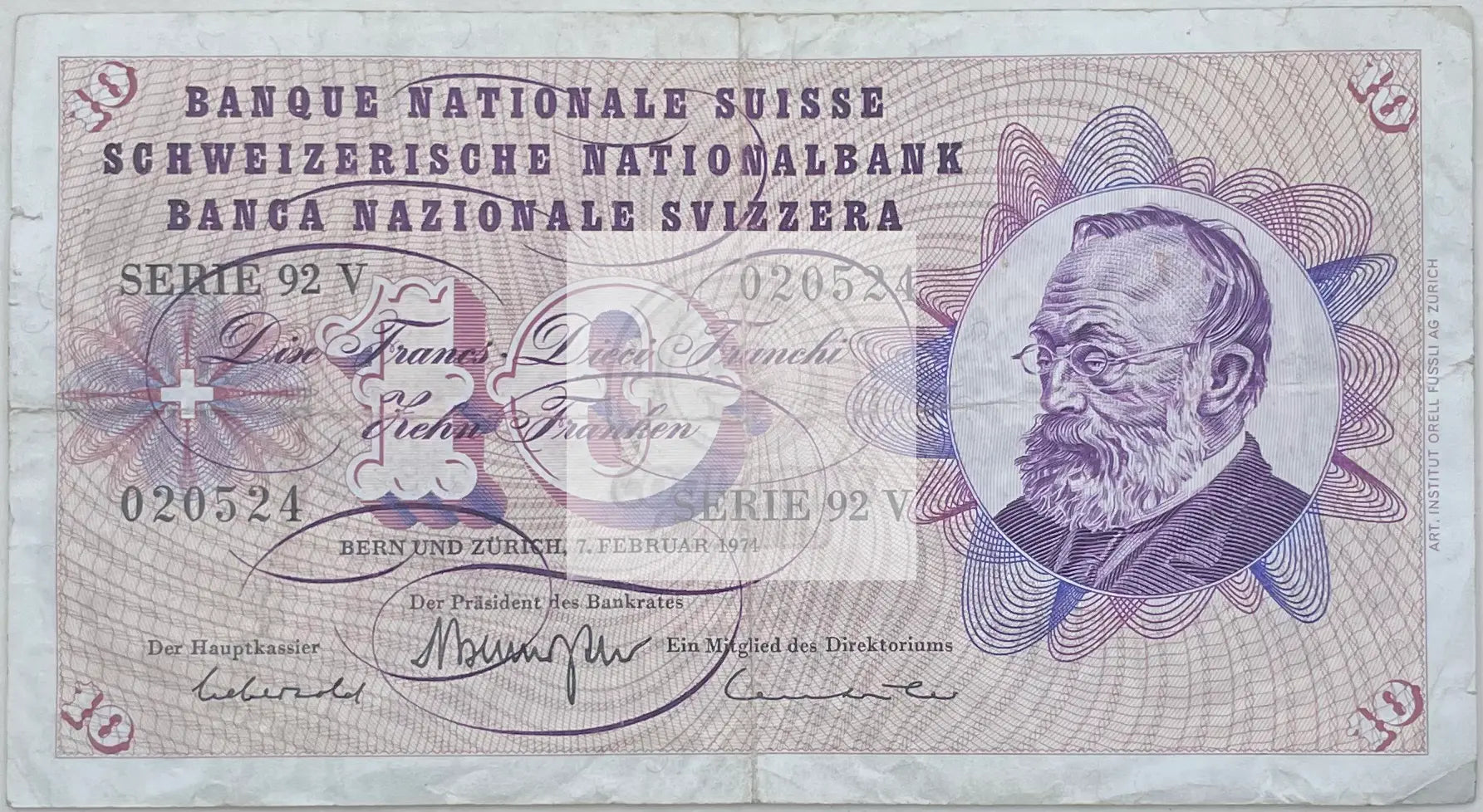 1974 Switzerland 20 Franken P-46 Used World Banknote - Cool Coins & Notes