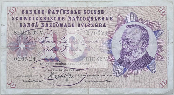1974 Switzerland 20 Franken P-46 Used World Banknote - Cool Coins & Notes