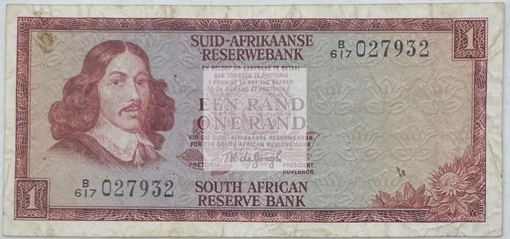 1975 (ND) South Africa 1 Rand P-115b Circulated World Banknote - Cool Coins & Notes