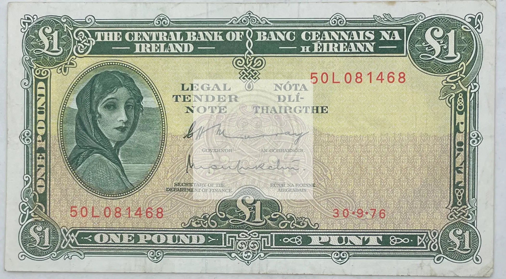 1976 Ireland 1 Pound P-64 Used World Banknote - Cool Coins & Notes