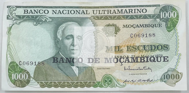 1976 Mozambique  1,000 Escudos  P-119  Used World Banknote - Cool Coins & Notes