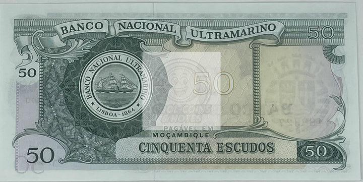 1976 Mozambique 50 Escudos P-116 UNC, World Banknote - Cool Coins & Notes