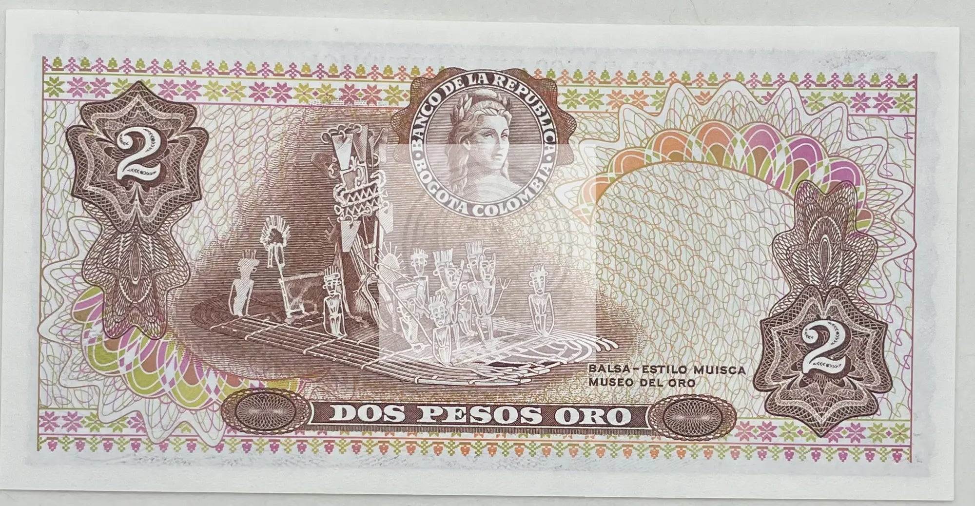 1977  Columbia  2 Pesos Oro  P-413b  UNC Banknote - Cool Coins & Notes