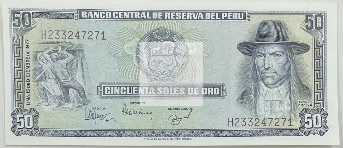 1977 Peru 50 Soles P-113 UNC banknote front view