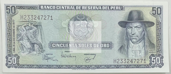 1977 Peru 50 Soles P-113 UNC banknote front view
